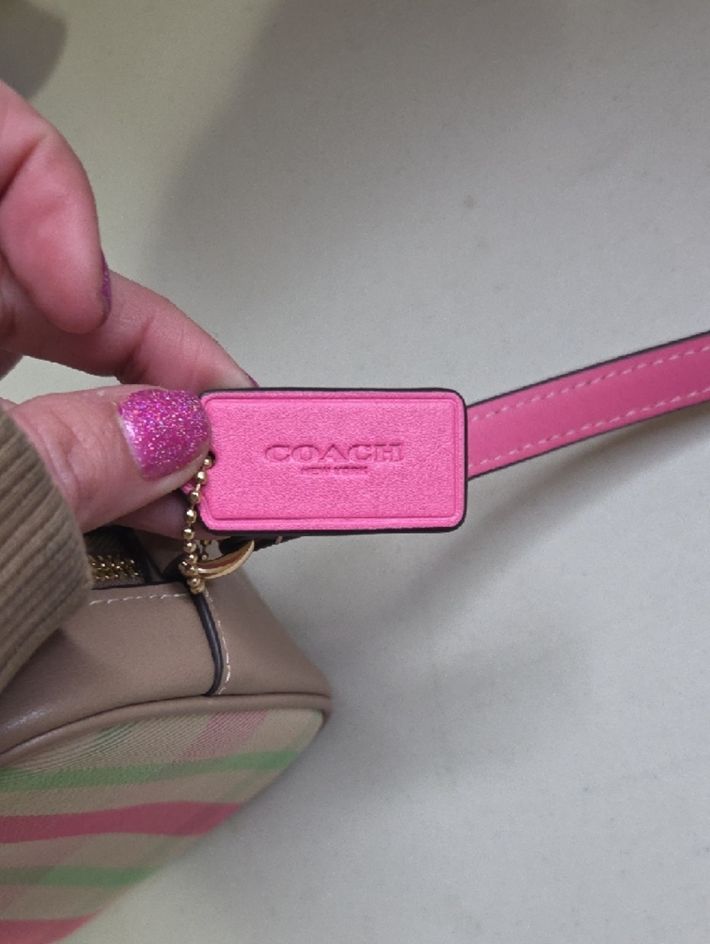 Coach Jamie Mini Pink Plaid Crossbody Camera Bag with Green Accents - Picture 2 of 8